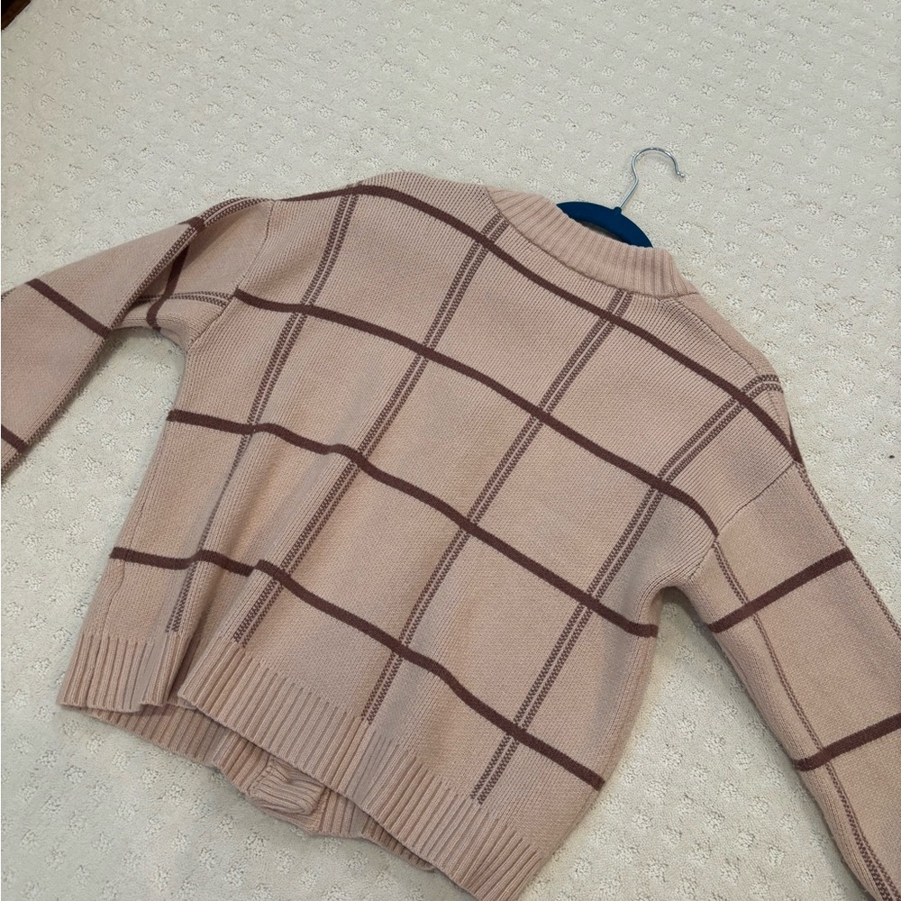 Oak + Fort Beige Plaid Oversized Cardigan - Picture 9 of 10